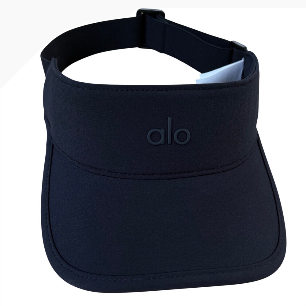ALO Yoga Black Performance Visor Adjustable Logo Athletic Tennis Golf Running